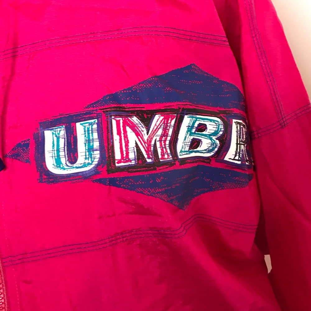 Vtg 90s Umbro Hot Pink Quarter Zip Windbreaker - Picture 4 of 8